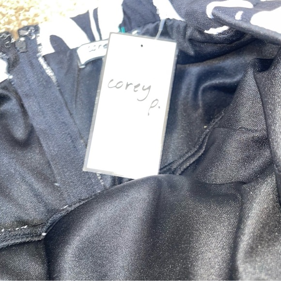 Corey P. dress mini tie waist strapless black/white paisley printed NEW SZ 12 - Picture 11 of 15